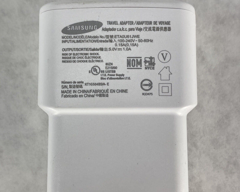 Lot of 2 OEM Samsung ETAOU61JWE 2.0 Amp Wall Charger and 5ft ECB-DU4EWE Cable