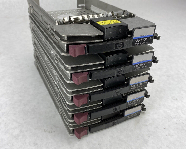 Lot of 5 Genuine HP ULTRA320 3.5" SCSI 404708-001 HDD Caddy Trays 146.8GB 10K