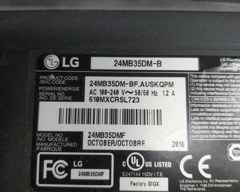 LG 24MB35DM-B 24" LED LCD Monitor - 16:9 - 5 Ms Grade C Power Cord Included
