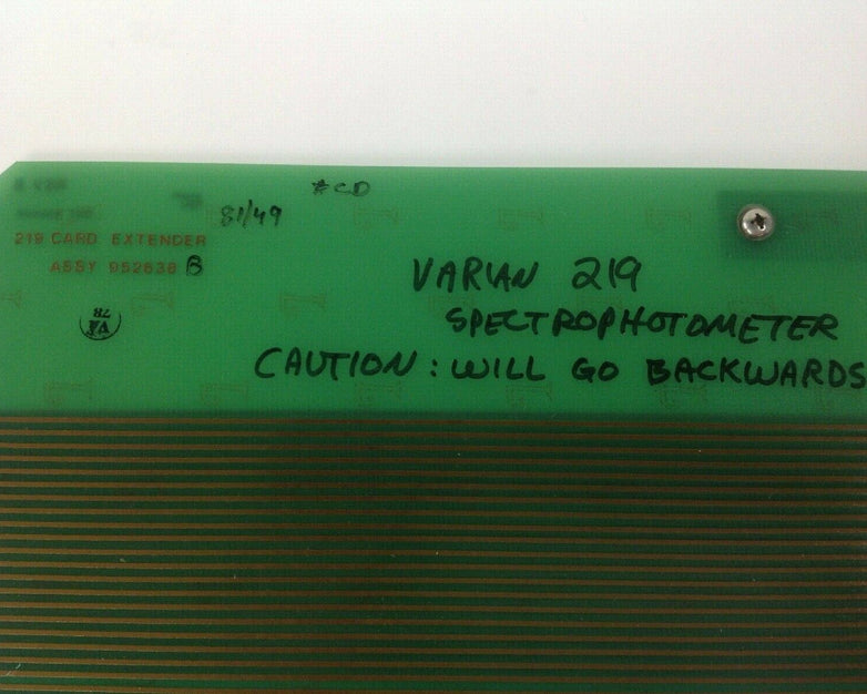 Varian 219 Spectrophotometer Card Extender Assy 952638 Rev B DET 952639
