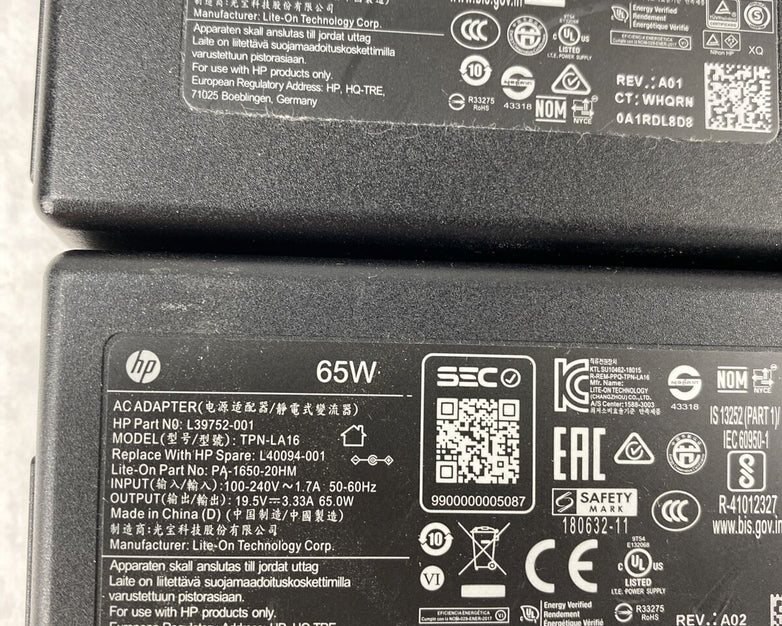 Lot( 5 ) HP L39752-00 L40094-001 65W TPN-LA16 7.4mm AC Adapter Power Supply OEM