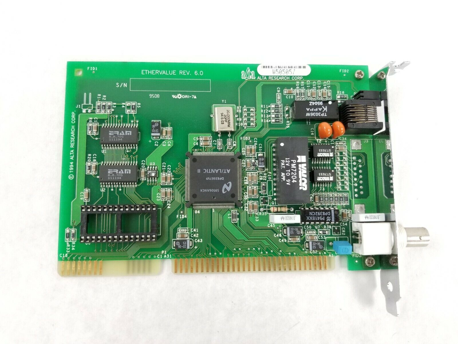 Alta Research Ethervalue 16Bit ISA Network Card.