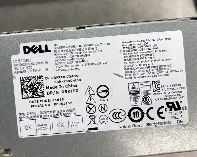 Mixed Lot of 2 Dell SFF Power Supplies OptiPlex 3040 Inspiron 3250 Vostro 3250