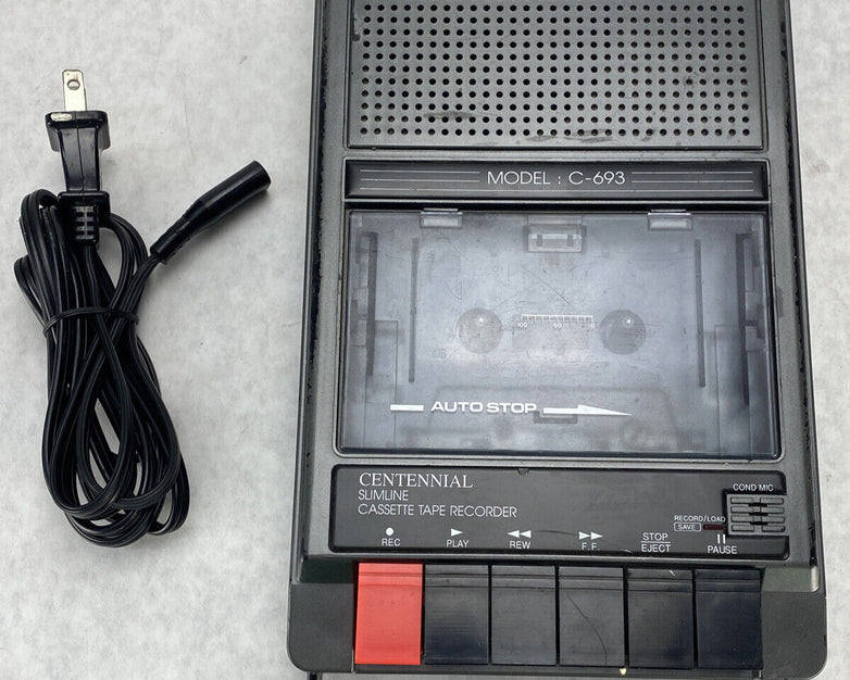 Centennial C-693 Slimline Cassette Tape Recorder NO FAST FORWARD