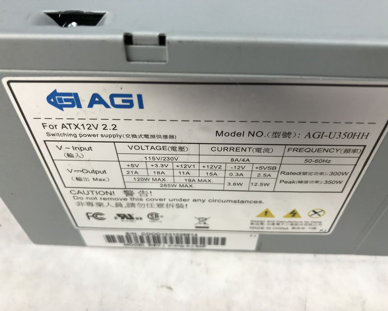 AGI AGI-U350HH 350W 20+4-Pin ATX Desktop Power Supply