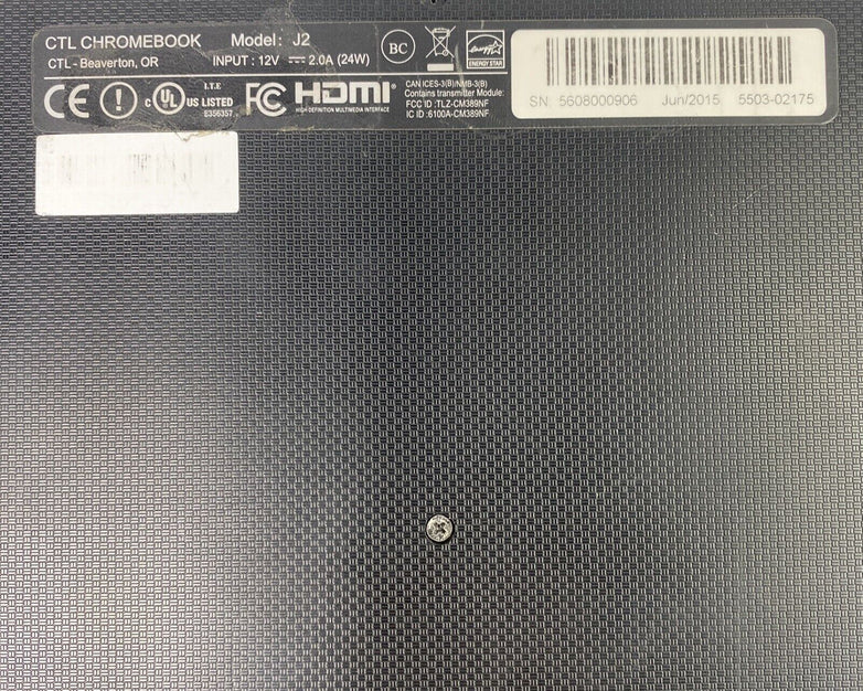 CTL Chromebook J2 11.6” 2GB RAM 16GB SSD Grade B NO BATTERY NO CHARGER