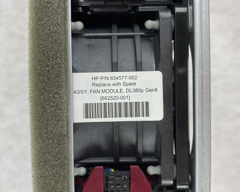 HP DL380p Gen 8 Fan Cage W/ Lot of 4 Fans & 2 Blank 654577-002 -Tested & Working