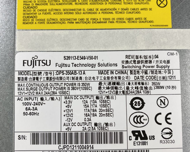 Fujitsu DPS-350AB-13A or S26113-E549-V50-01 350W 380W ATX Power Supply
