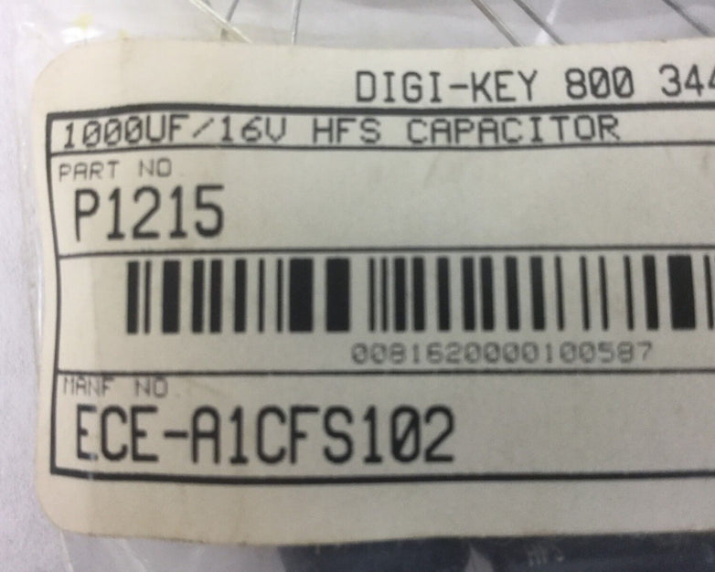Capacitor 1000UF 16V HFS P1215 Lot of 7 NEW