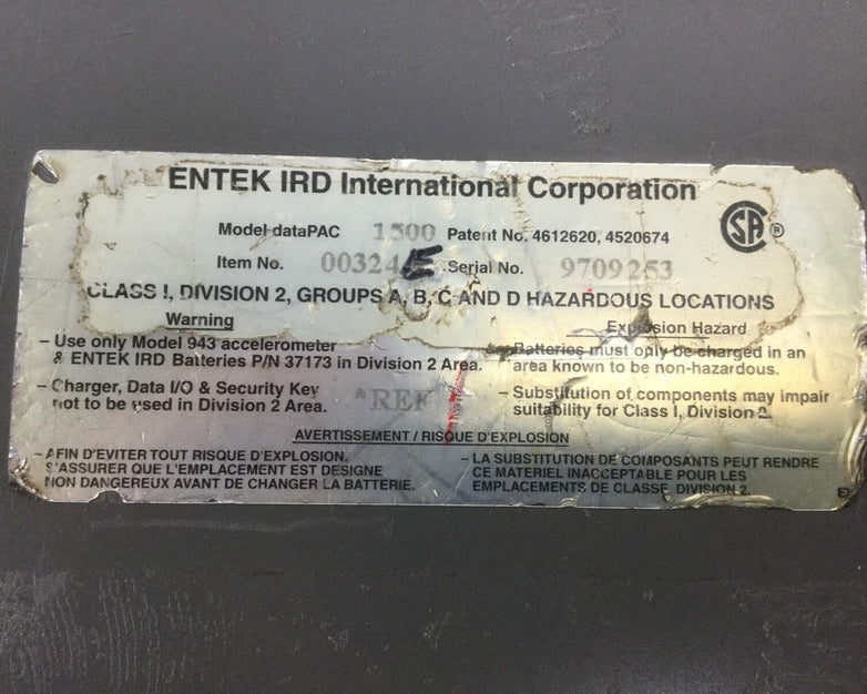 ENTEK IRD dataPAC 1500 Back Cover