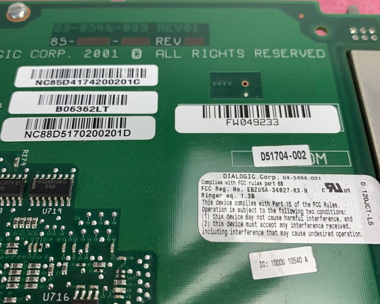 DIALOGIC 83-0546-003 ANALOG FAX CARD