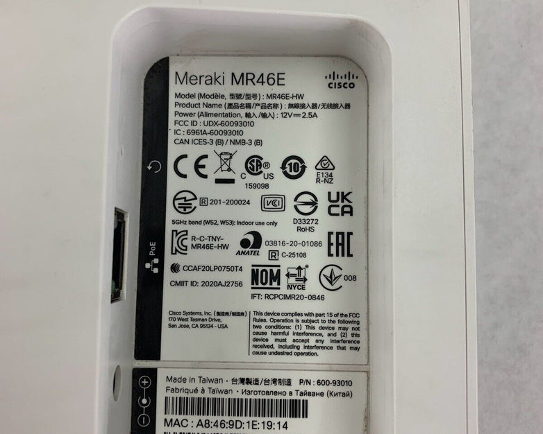 Cisco Meraki MR46E-HW Cloud Managed Wireless Access Point Unclaimed Bent Antenna