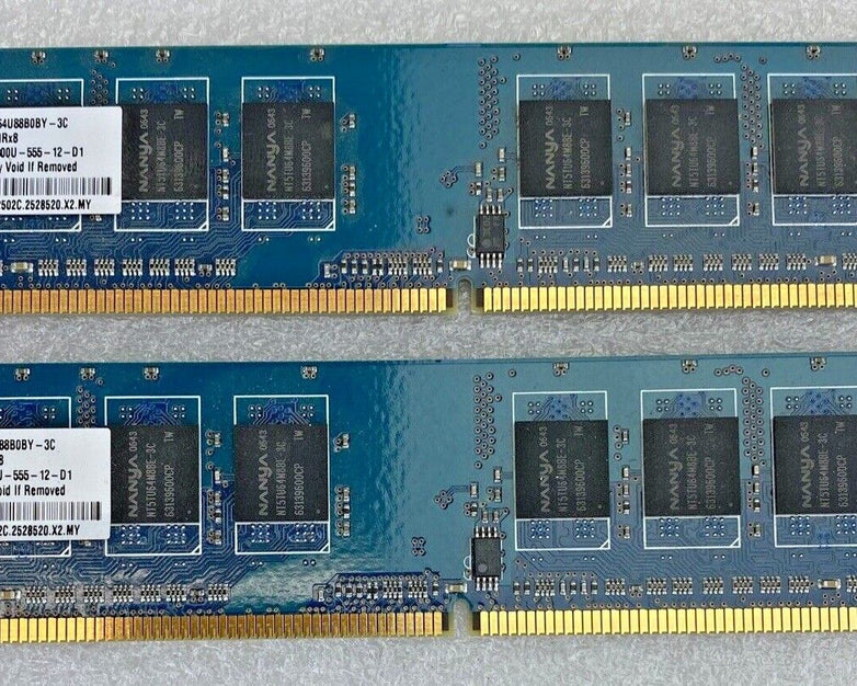 2x 512MB Nanya NT512T64U88B0BY-3C 1Rx8 PC2-5300U-555 667MHz DDR2 memory RAM