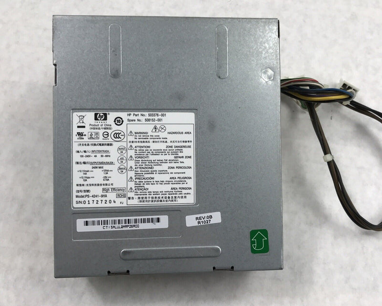 HP 503376-001 240V 60Hz 240W Desktop Power Supply 508152-001