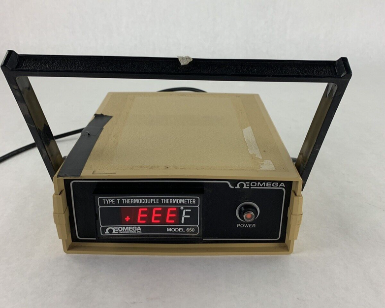Omega Model 650 Type J Thermocouple Thermometer Power Tested
