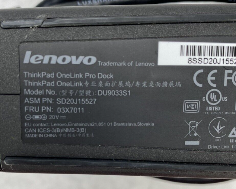 Lenovo 03X7011 ThinkPad OneLink DU9033S1 Dock DVI DisplayPort USB3.0 but NO PSU
