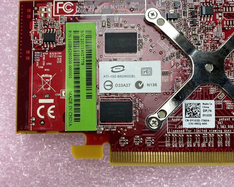 Lot of 5 ATI 109-B62491-00 Radeon HD 3450 256MB DMS-59 S-Video PCIe GPU 0Y103D
