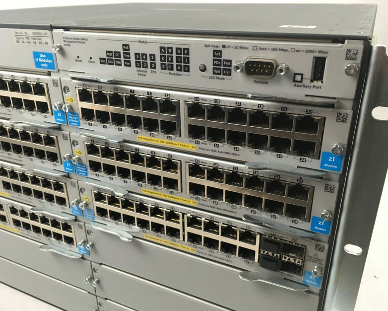 HP J8726A w/ 6 J8702A Modules + J8698A ProCurve Switch 5412 + J8705A Gig-T