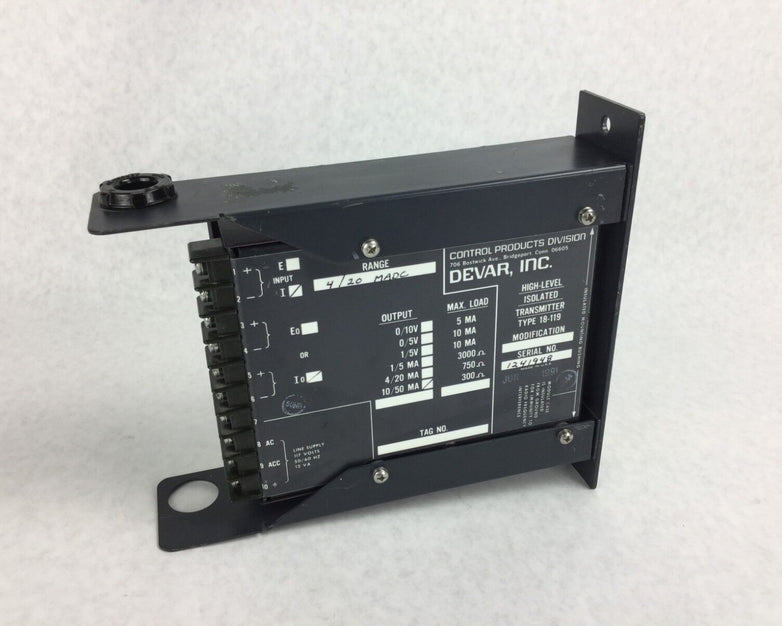 DEVAR 18-119 High-Level Isolated Transmitter 18-119 10/50 MA 4/20 MADC Range