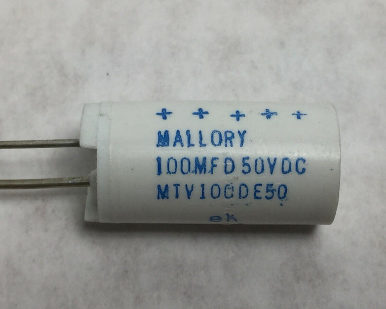 Mallory MTV100DE50 100MFD 50VDC Capacitor NOS