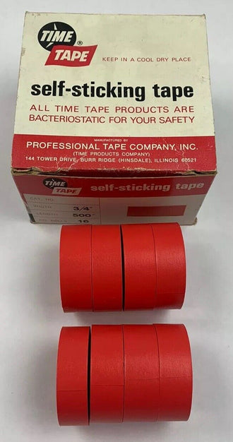 Time Tape 3/4" x 500" Self-Sticking Red Bacteriostatic Color-Code Tape - 8 Rolls