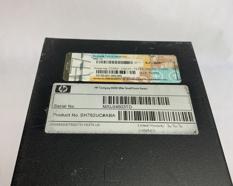 HP Compaq 8000 Pro SFF Intel Core 2 Duo E7600 3.06GHz 4GB RAM No HDD No OS