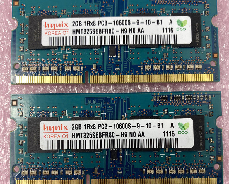 Lot( 2 ) 2GB Hynix HMT325S6BFR8C-H9 SO-DIMM 1333 MHz PC3-10600 DDR3 SDRAM Memory