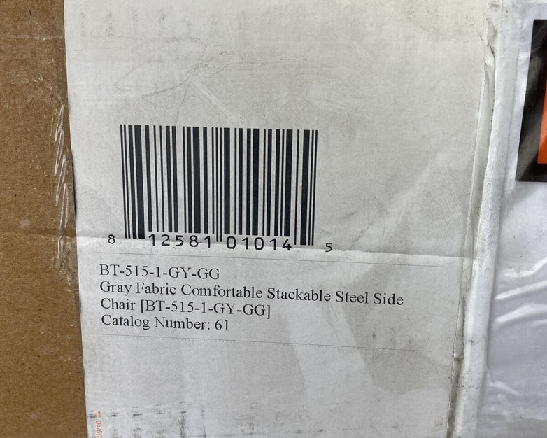Flash Furniture BT-515-1-GY-GG Gray Fabric Stackable Steel Side Chair BT5151GY