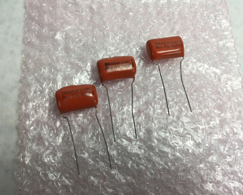 (3) Sprague 225PY .56 100 DC Orange Drop Capacitor Lot of 3