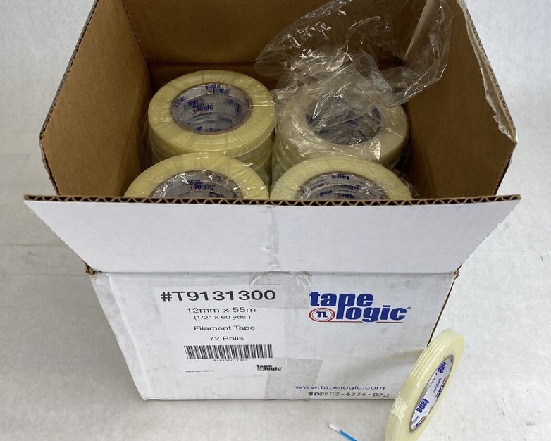 72 rolls tapelogic 1300 semi-clear Filament Tape 1/2" x 60yd or 12mm x 55m