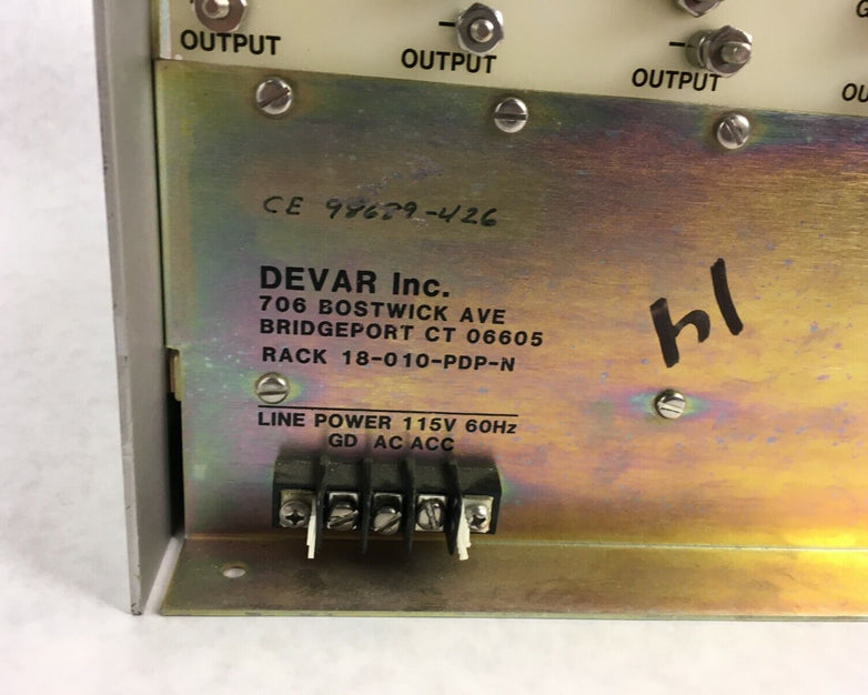 DEVAR INC Control Pneumatic To Electric Transmitter 10 Slot Case Rack