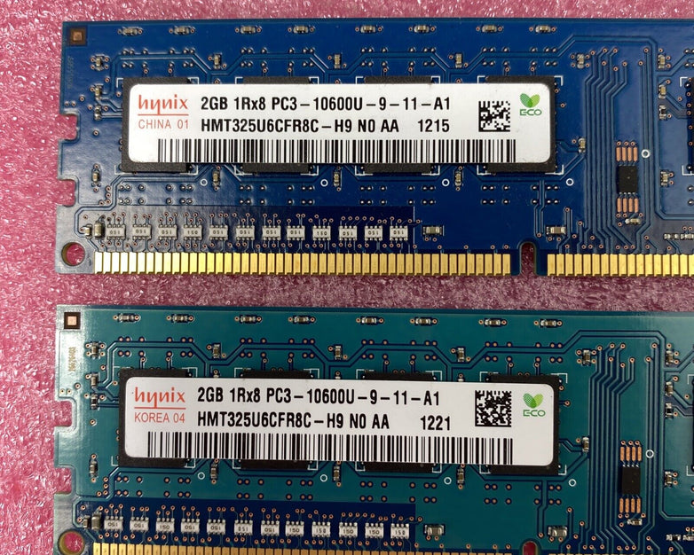Lot of ( 2 ) 2GB Hynix HMT325U6CFR8C-H9 10600U Desktop RAM DDR3 1RX8