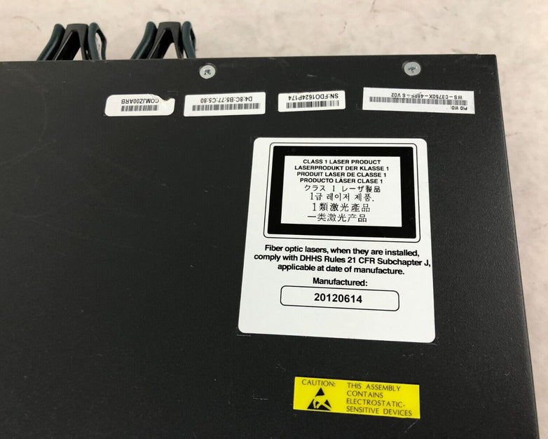 Cisco WS-C3750X-48P-S 48-Port GbE PoE Catalyst Network Switch