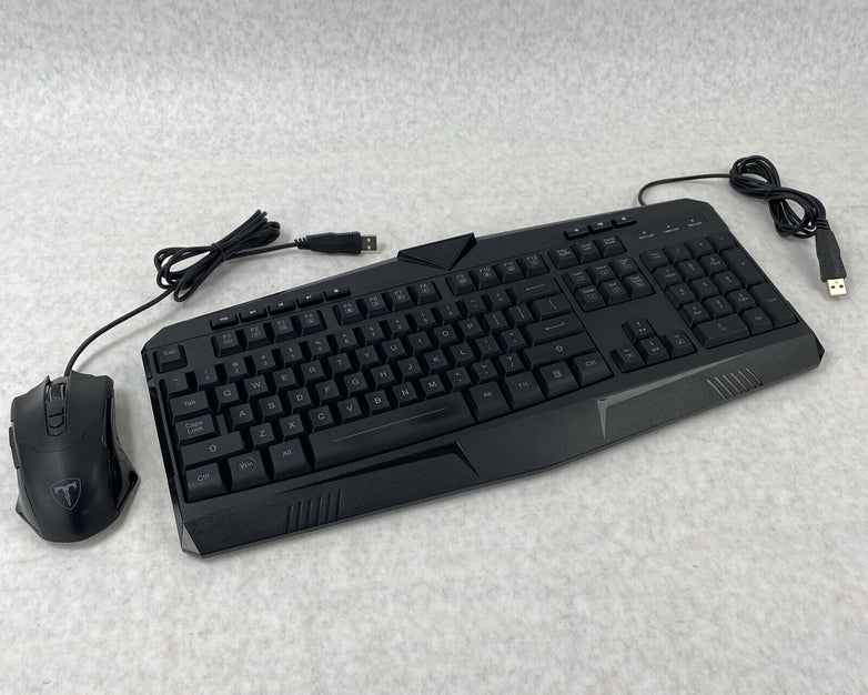 Pictek PC232A Wired Multicolor RGB Background Gaming Keyboard w/ T7 Gaming Mouse