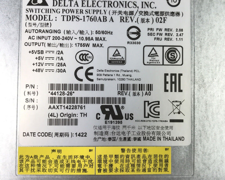 Dell 1755W Switching Power Supply D7RNC Delta For MD3060E MD3660 MD3460 MD3260