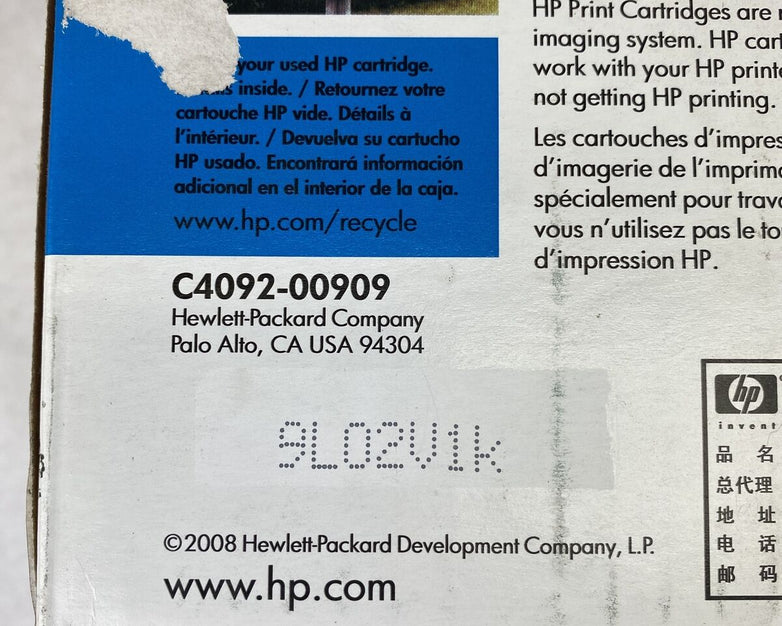SEALED genuine HP 92A C4092A toner LaserJet 1100 3200 3220