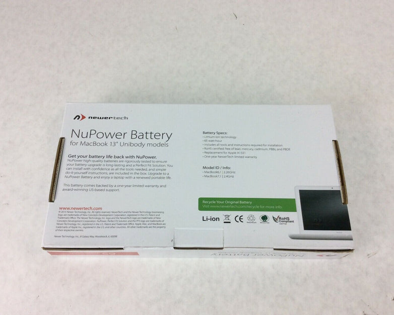 Newertech NuPower Battery 13" Unibody Apple MacBook 6.1 7.1 A1331 Battery 65W