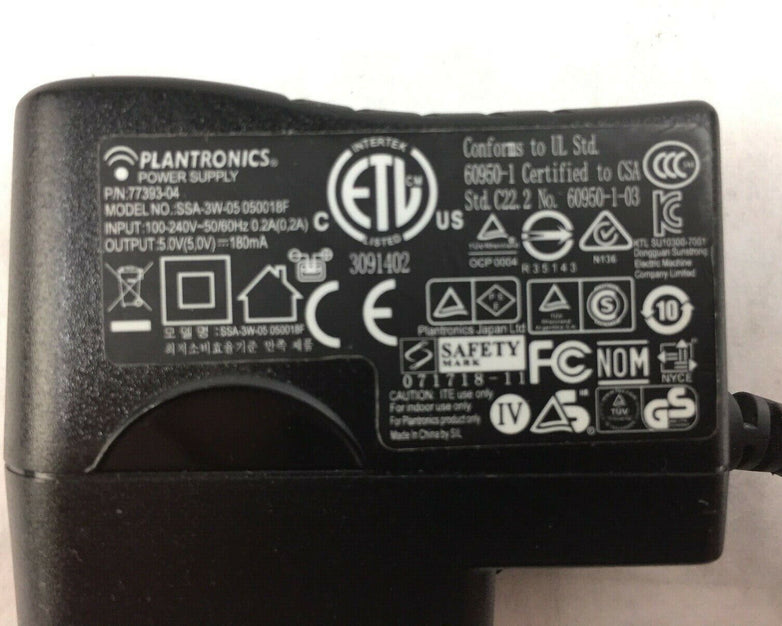Plantronics SSA-3W-05 050060F Micro USB Travel AC Adapter 5V 600mA Power Supply