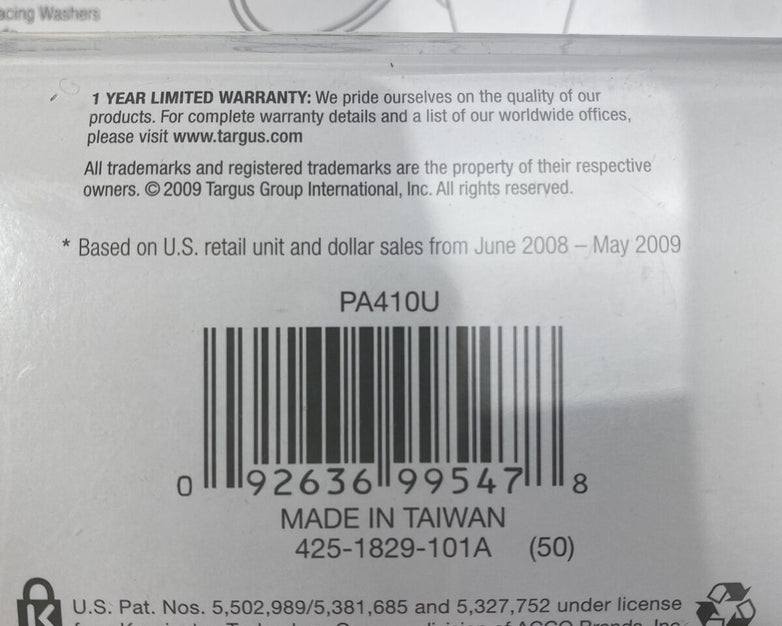 Targus PA410U Defcon CL Laptop Cable Combination Lock 6.5ft 0UC221