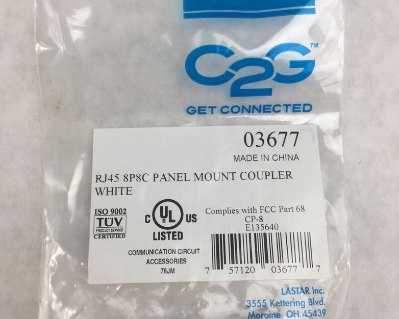 C2G 03677 RJ45 8P8C Coupler Keystone Insert Module - White