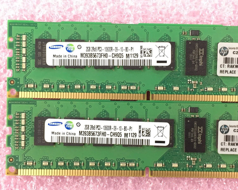 4GB Kit (2x 2GB) 2Rx8 PC3-1600R-09-10-B0-P1 Samsung M393B5673FH0-CH9Q5