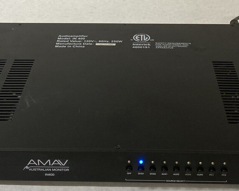 AMAV IN400 Australian Monitor Audio Amplifier NEEDS REPAIR
