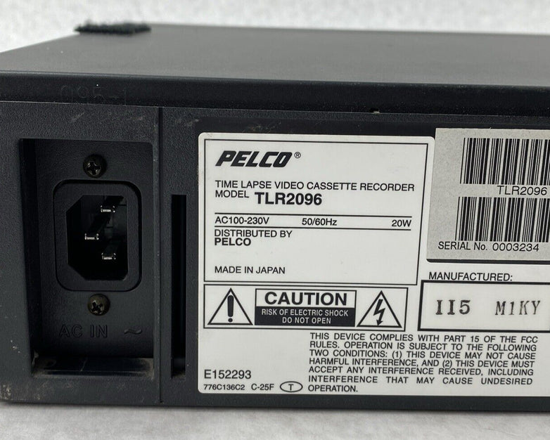 Pelco TLR2096 96H Time Lapse 4 Head BNC Video Recorder NO ACCESSORIES