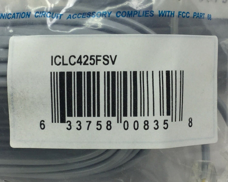 ICC ICLC425FSV 25' ft Flat Line Cord Lot of 4 Sealed Packages