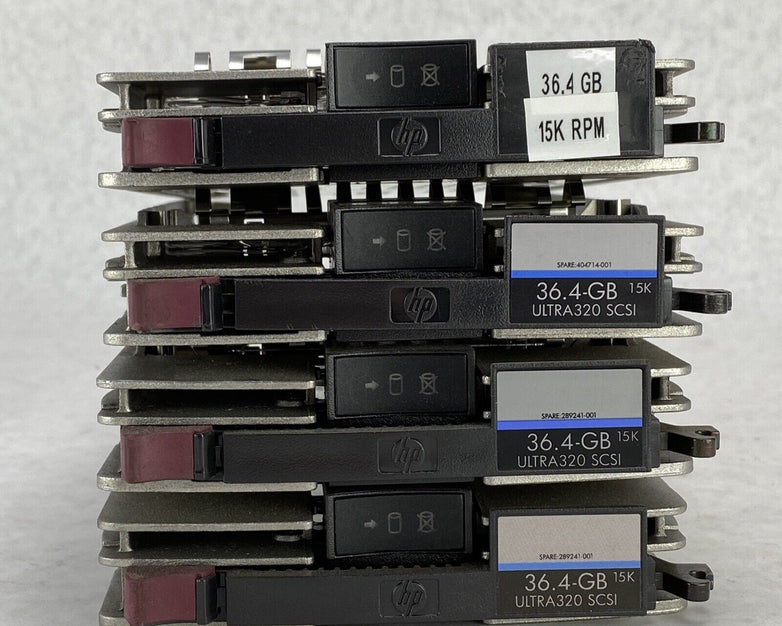 Lot of 4 Genuine HP ULTRA320 3.5" SCSI 289241-001 HDD Caddy Trays 36.4GB 15K RPM