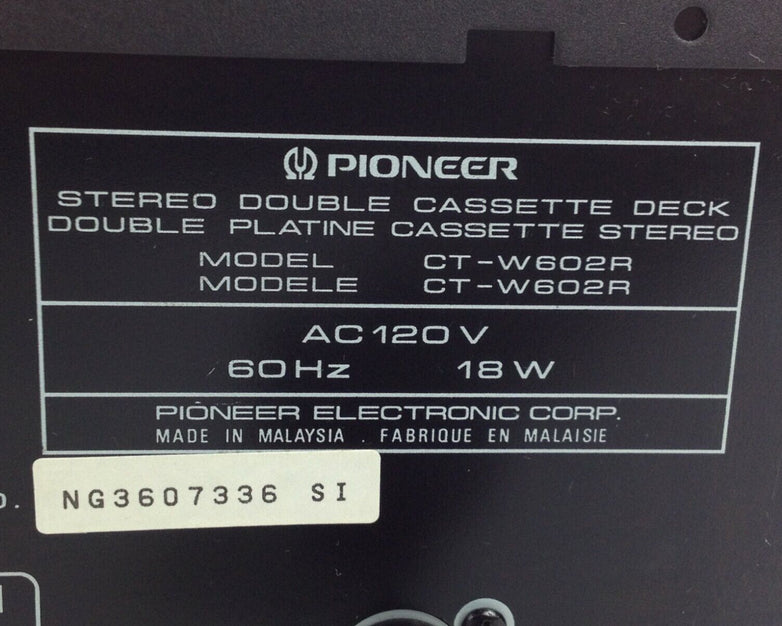 Pioneer CT-W602R Stereo Double Cassette Deck
