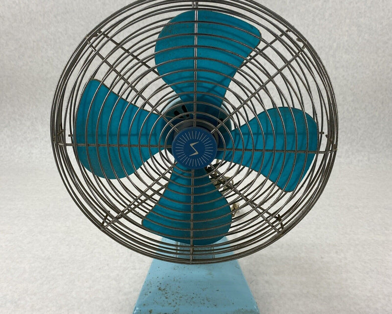 Vintage Superior Electric 1200 3-Speed Aqua Blue 120V 60Hz Table Fan
