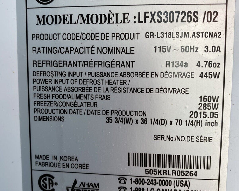 LG MEZ46896210 Kenmore refrigerator Slim In-Door B3-1 WITH mounting HARDWARE