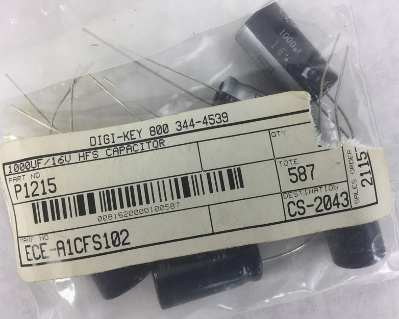 Capacitor 1000UF 16V HFS P1215 Lot of 7 NEW