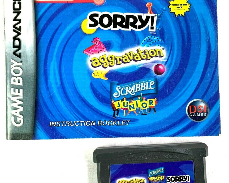 Nintendo Game Boy Advance Sorry! Aggravation Scrabble Junior Game with Booklet